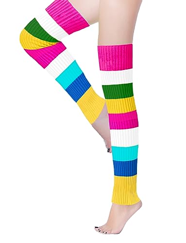 Image of v28 Women's Neon Knit Leg Warmer for 80s Party Dance Sports Yoga