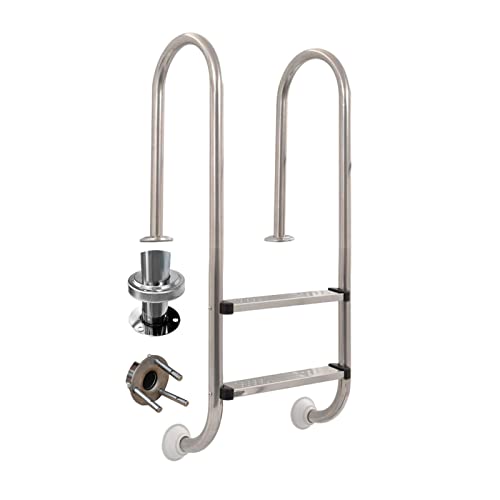 Escalera para piscina de acero inoxidable con pies antideslizantes miniatura 1