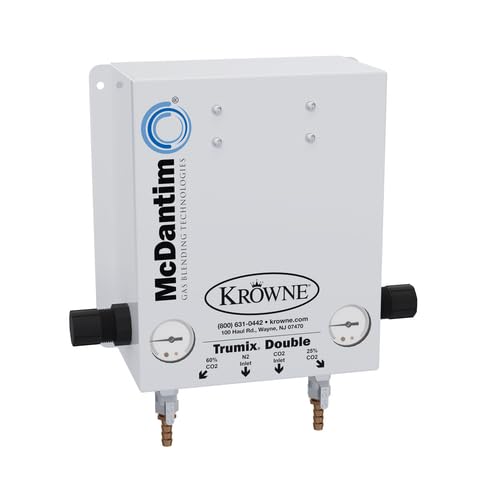 FSE KGB-1D Gas Blender, Double Blending Wall Mounted Blender, pressures preset, 55% CO2/45% Nitrogen Blend for Lagers, 25% CO2 75% Nitrogen for Stout.