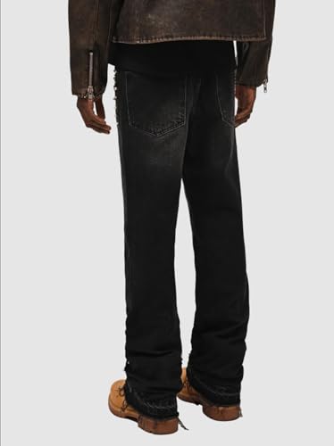 Stacked Jeans Men Slim Fit Straight Leg Jeans Bead Hip Hop Denim Pants Distressed Stretch Biker Jeans3