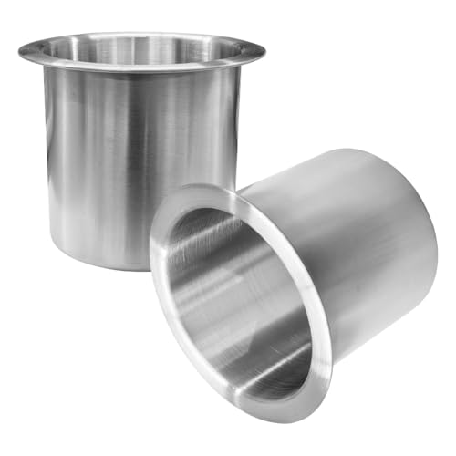 Tuxihapp 2PCS 3.3 Inch Stainless Steel Drop-in Cup Holder Insert - Silver Drink Holder for Poker Table, Sofa, Car, RV, Boat, Truck, Yacht, Bench, Dining Table & Marine Furniture