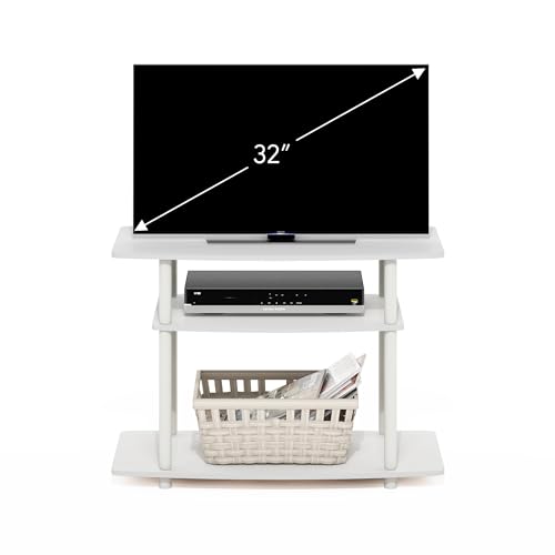Image of Furinno Turn-N-Tube TV Stand, 3-Tier No Tools Entertainment Center, TV Console for TV up to 32 Inch, for Living Room, Bedroom, White