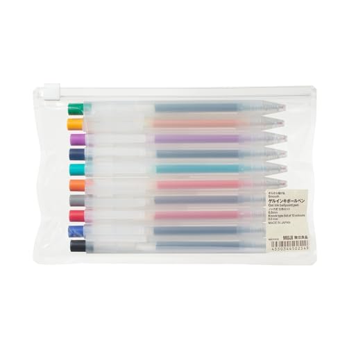 MUJI 無印良品 Bolígrafos de gel retráctiles suaves, juego de 10 colores, punta fina de 0,5 mm, fabricado en Japón (3)