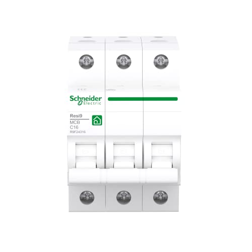 Schneider Electric 1334304 SCHN Wyłącznik nadmiarowy Resi9 3P C16A charakterystyka 6 kA, biały