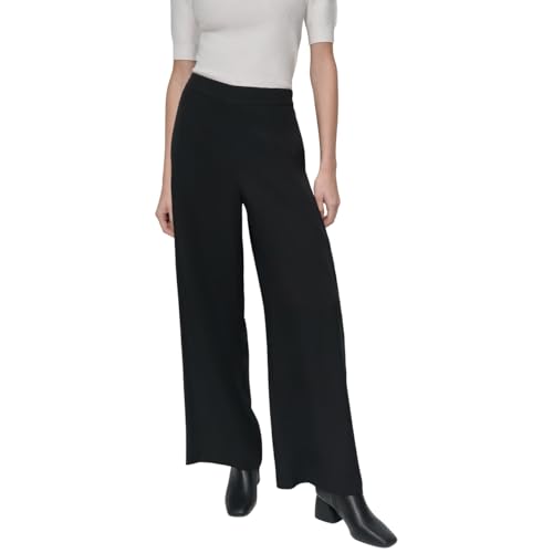 Pantalon femme DKNY confortable taille élastique coupe large twill