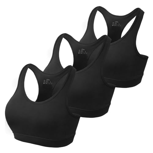 OUDOTA Damen Sport BH Push up Starker Halt Bequem Sport-BH mit Polstern ohne Bügel Bustier Bralette Wohlfühl Yoga Bra Top U-Ausschnitt Blau M 2 HBselect 3stk Sport BH Bustier Damen Bralette Nathloser mit Polstern Sportbekleidung Baumwolle ohne Bügel atmungsaktiv Joggen Yoga Jumping Fitness
