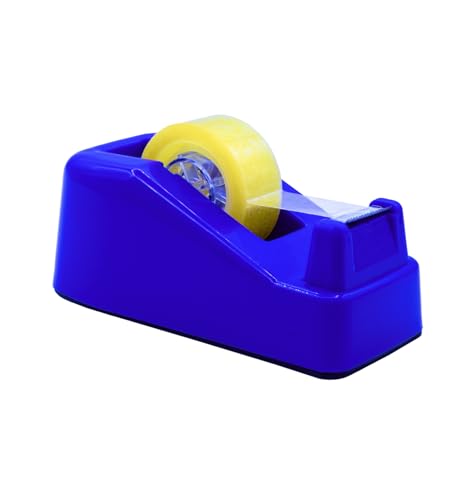Raylu Paper® - Dispensador de cinta adhesiva para escritorio y oficina, Dispensador de Celo con Peso y Base antideslizante, Porta Celo para rollos de 33m (Azul)