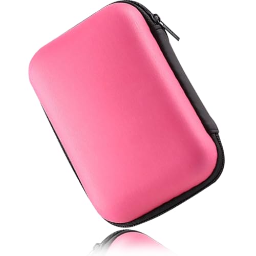 Image of Hard Drive Carrying Case Storage Organizer Bag Multi-Purpose Universal Carry Pouch Compatible with Western Digital WD Elements Seagate, 2.5'' EVA Shockproof Travel Case (Pink)