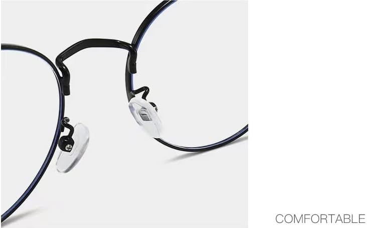 Miniatura 4 de NEWADA Lentes de lectura retro ovalados de metal para mujeres y hombres, espejo redondo con bloqueo de luz azul, espejo de luz plana, antirreflejos