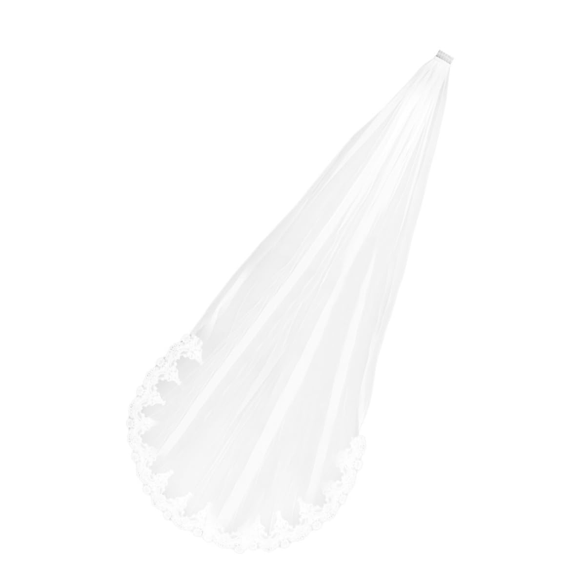 CALLARON 2stücke Hochzeits Schleier Aus Spitze Langer Einlagiger Brautschleier Für Romantische Hochzeiten Und Feierlichkeiten Ergänzung Für Brautmode Und Hochzeitsfotos