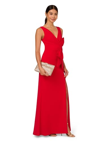 Adrianna Papell Women's Bow Front Crepe Gown4