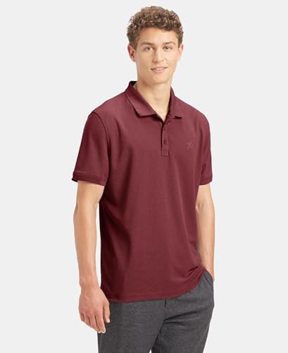Image of Jockey AM38 Men Microfiber Fabric Solid Half Sleeve Polo T-Shirt with StayDry & StayFresh Technology