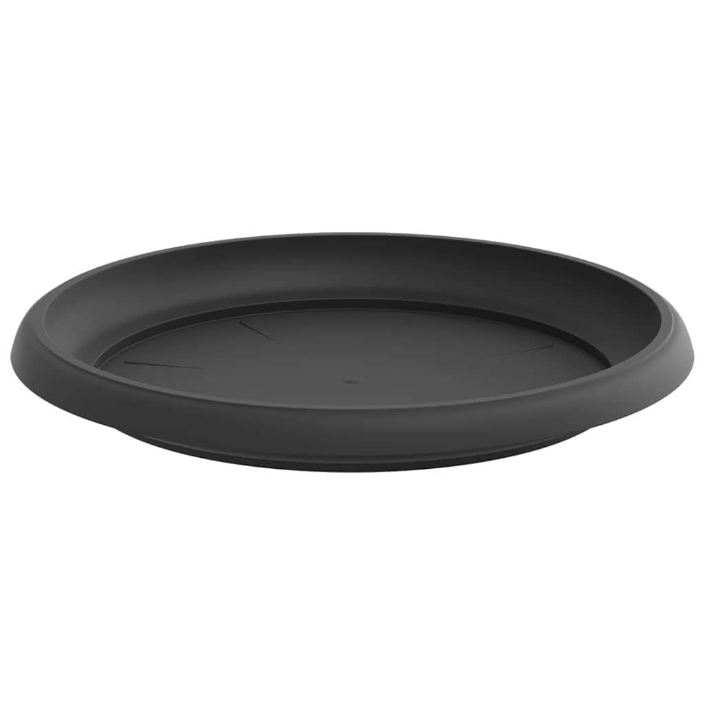 Placas redondas de plástico negro, 24 unidades, diámetro de 21,5 x 2,5 cm, para balcón, terraza, jardín, interior y exterior, con borde enrollado y uso versátil