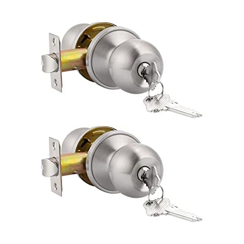 Probrico 2 Pack Brushed Nickel Ball Entry Door Knobs Combo Pack Cover