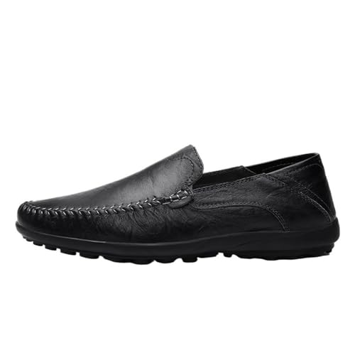 Mens Leather Loafers Slip On Driving Shoes Comfortable Moccasins Flat Heel Stitching Details Outdoor Fashion Casual
