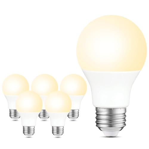 Sigalux A19 LED Light Bulbs Dimmable,60W Equivalent 750 Lumens, 2700K Soft White, E26 Base, 15,000-Hour Lifespan, 8W Energy Saving LED Bulbs, Ideal for for Living Room & Bedroom Lighting, 6 Pack
