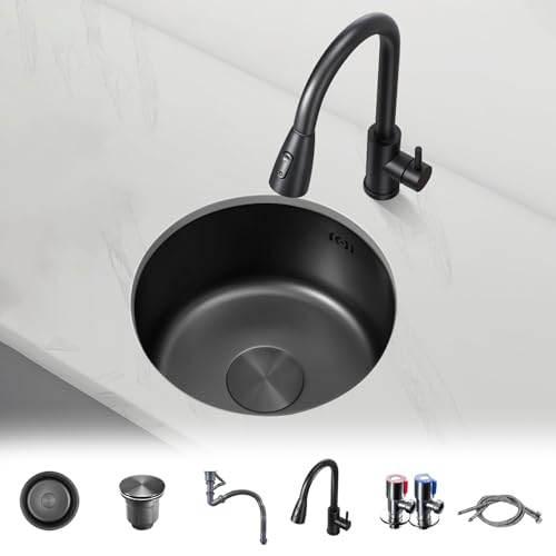 Évier compact cuve simple noire en inox à montage par le bas