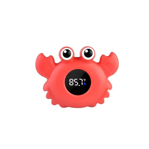 Image of HEVOY Baby Bath Thermometer, Digital Tube Floating Thermometer, Temp Warning Water Temperature Thermometer, Cute Cartoon Water Temperature Monitoring for Newborns, Infants (Crab Red)