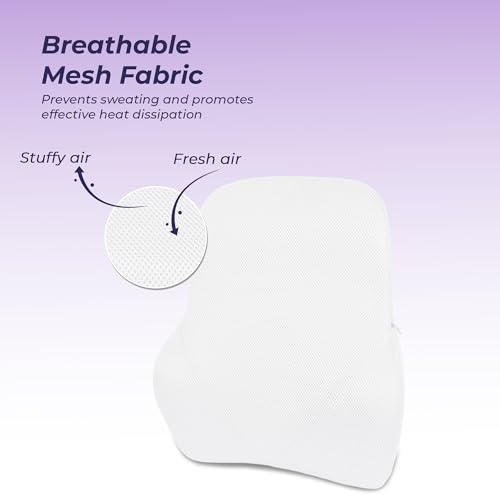 Image of Billebon Car Seat Back Support Cushion | Gel Infused Memory Foam Backrest Lumbar Support Cushion for Comfortable Long Drive & Back Pain Relief | Ergonomic Support | Travel Office Home Use -White