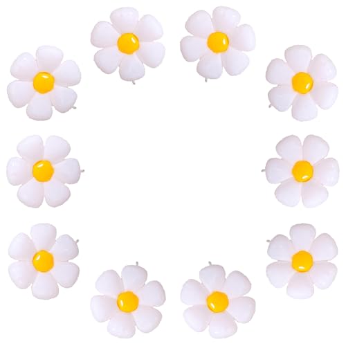 Daisy Flower Foil Balloons 10 Pack White Daisy Decor Balloons