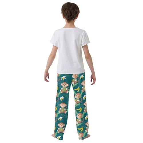 ZZXXB Tropical Banana Monkey Boys Long Pants Soft Trousers Elastic Waist Kids Lounge Bottoms with Pockets S-XL3