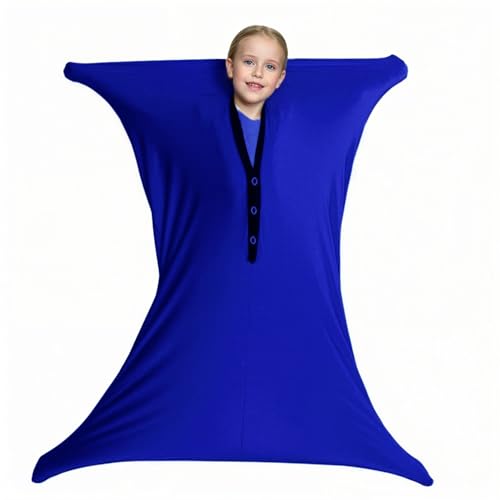 TAMNQKASS Body Sock Sensory Dynamic Movement Kids Sensory Socks for Adults Autism Full-Body Wrap Stretchy Body Sox to Relieve Stress (US, Alpha, Medium, Dark blue)