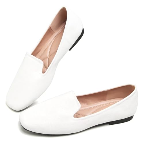 Image of Dear Time Women's Closed Toe Flats Shoes Comfortable Office Slip-on Casual Loafer Flats