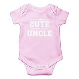 Funnwear If You Think I'm Cute You Should See My Uncle - Infant Girl Boy Nieces or Nephews Gifts Cute - Funny Cute Infant Creeper, One-Piece Baby Bodysuit (Pink, 6 Months),FUNN0290BOPK6MTs