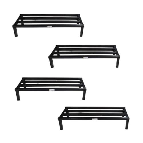 Image of AKURA, Single Step Delight Compact Metal Gardening Stand /Planter Stand for Indoor and Outdoor Plant Pots (Size: W-60cm x D-20 cm x 12 cm ; Colour : Black) Set of 4