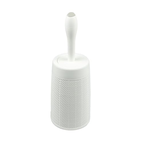 Image of Addis Faux Hessian Round Plastic Toilet Brush Set with Internal Detergent Injection System, Clean White, One Size