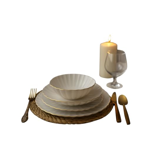 Imagen de Kitchen Life Juego de vajilla de porcelana de 24 piezas de alta calidad