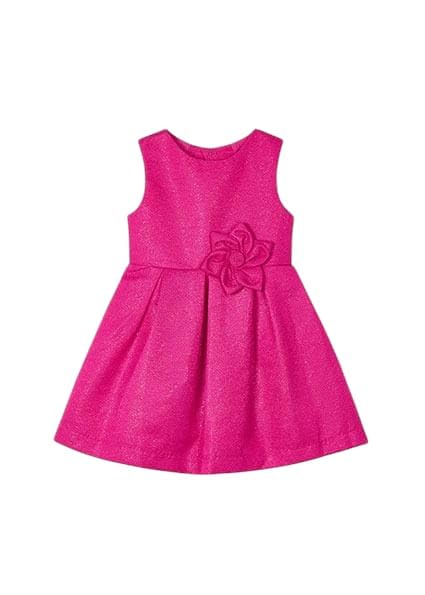 Mayoral Abito Vestito Elegante Satinato Cerimonia Bambina 5 Anni - 98 cm Color Magenta con Scollo Posteriore