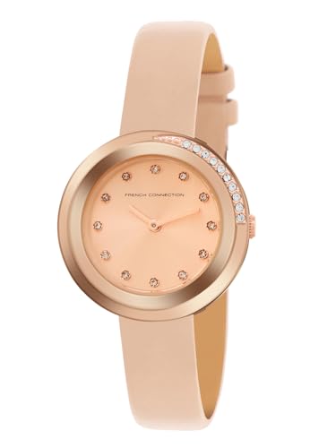 Image of French Connection Sunray Rosegold Round Dial with Pink Leather Strap Watch for Womens - FCO1RGL
