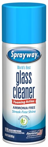 sprayway glass cleaner foaming aerosol spray 15oz pack of 6  ammonia-free streakless fast-acting  cleans amp polishes glass surfaces  fresh scent removes fingerprints dust dirt smoke film