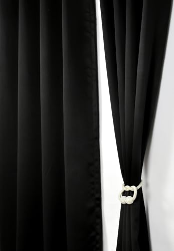 Image of LaVichitra 2 Pieces Solid Premium Blackout Curtains - Thermal Insulated, 3 Layered, 100% Opaque Window - 6 feet, Black
