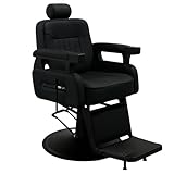 WINEDYOUNG Barber Salon Hair Chair, Heavy Duty Barber Chair All Purpose Hydraulic Recline Barber Chair for Barbershop, Beauty Salon Spa Shampoo Styling Equipment（Black）