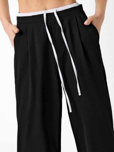 Image of Leriya Fashion Women High Waist Wide Leg Trousers | Summer Stretch Poly Lycra Palazzo Pants | Casual, Office & College Outfits | Flared Korean Style | Available in Sizes 28 to 38
