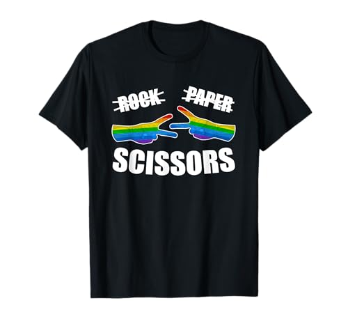 Rock Paper Scissors LGBT-Q Gay Pride Proud Ally Rainbow Flag T-Shirt