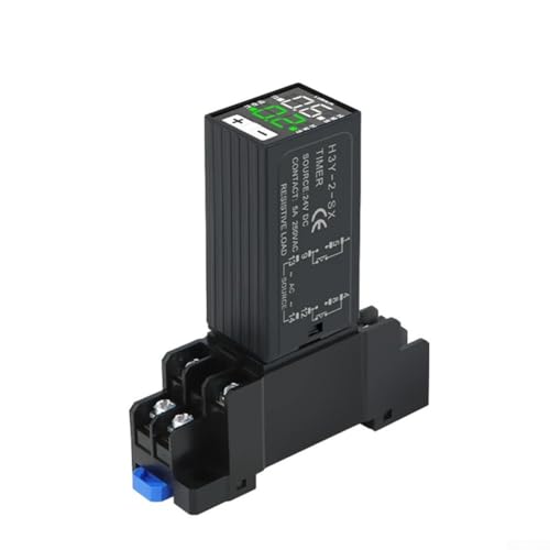 Zilimontt Temporizador digital para relé de 220 V con control dual y de ciclo, interruptor de retardo de pantalla LED para automatización, luces de calle, equipo de fábrica, color negro