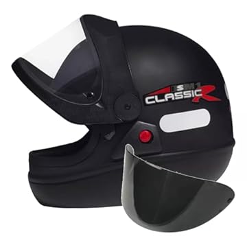Capacete Moto San Marino Automático Taurus Classic Preto Fosco Mais Viseira Fume (56)