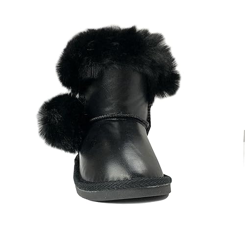 Image of REDVOLUTION Kids Boots Toddler Girls Cute Butterfly Bow | PomPom PU leather Boot (Toddler /Small Kid)