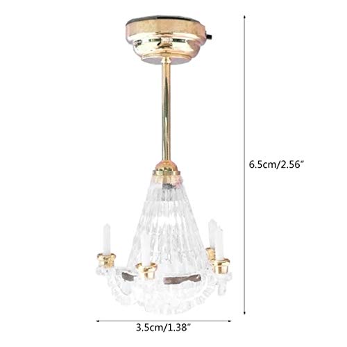 Xzbnwuviei Doll House Led Five Fake Candle Chandelier Ceiling Light,1:12 Dollhouse Miniaturescale Ceiling Light Candles Led Lamp Battery/Button Battery Operated Decorative Accessories #TOP5