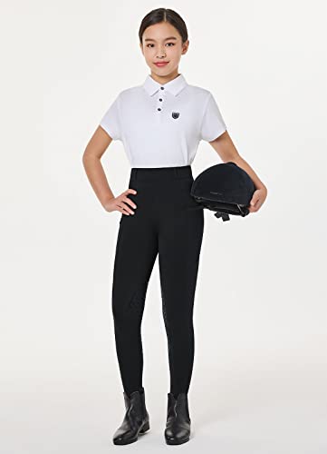 Baleaf Girls Horse Riding Pants Kids Equestrian Breeches Belt Loops Knee-Patch Youth Schooling Tights Zipper Pocket Black M #TOP5