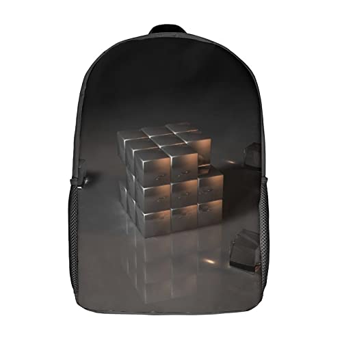 Sac à dos scolaire pour enfants 17 pouces avec imprimé 3D Cube Fashion