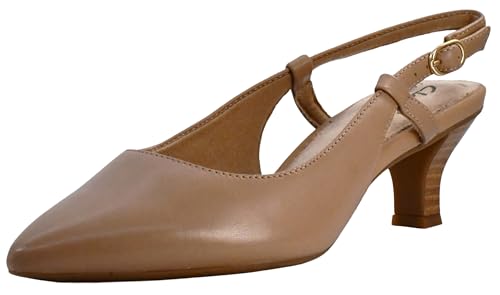 Clarks Women's Kepley Lane Pump, Warm Beige Leather, 8