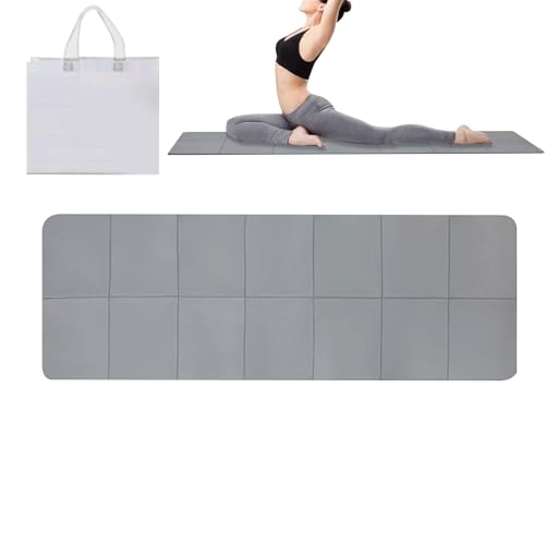 Esterilla de yoga plegable | Esterilla de fitness antideslizante de 0,6 cm de grosor, ligera con bolsa de funda para exterior, estudio, viaje, casa, pícnic, gimnasio, entrenamiento