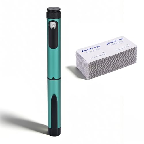 80 Unit Peptide Pen Injector, Reusable Peptide V1 Pens for 3ml Cartridges - Daily Use with Smooth Plunger & Travel Case, Universal Compatibility, Includes 50 Prep Pads, Green