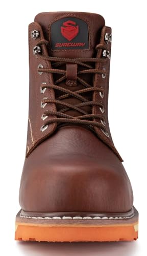 SUREWAY 6” Mens Heavy Duty Soft/Steel Toe Work Boots for Men,Goodyear Welt,Extremely Comfortable Durable Proved,Oil/Slip Resistant,Thicker Leather,Wedge Sole,EH Safety Industrial Construction Boots2