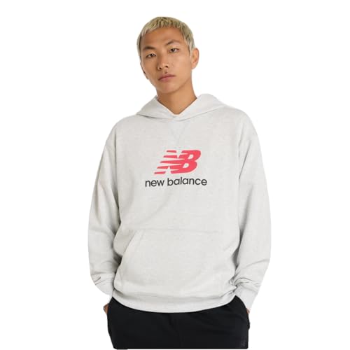 New Balance Athletics French Terry Logo Sudadera con Capucha, Ash Heather, XL para Hombre