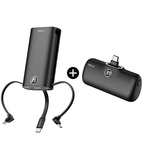 Iwalk Portable Charger 4800Mah Usb C & 9000Mah Power Bank With Built-In Cables Compatible With Iphone 14/13/12, Samsung, Google Pixel, Oneplus, And More #TOP12